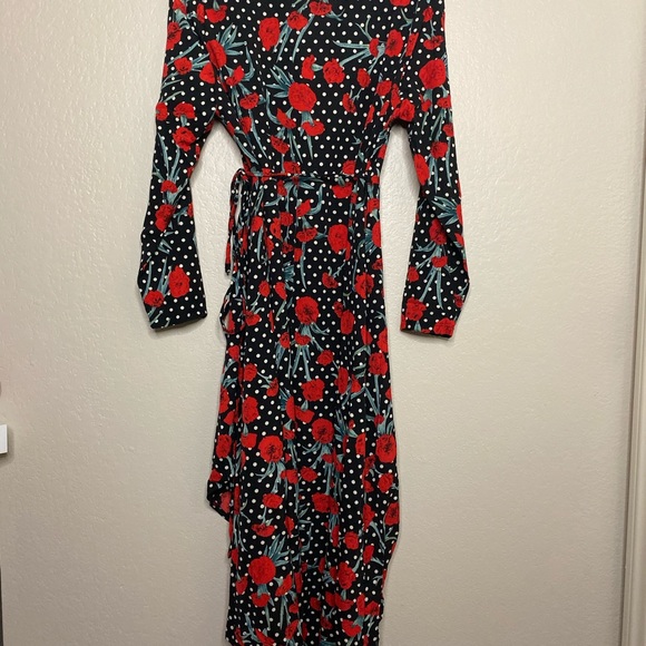 Floral/Polka Dot high low wrap dress - Picture 7 of 8